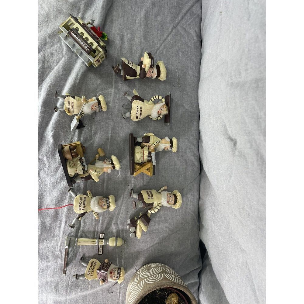 Vintage 1998 Kurt Adler Hershey's Christmas elves ornaments (9 pieces)